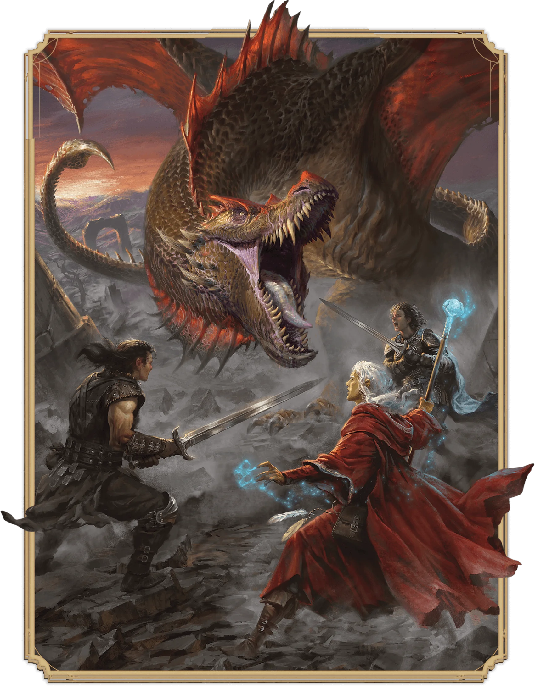 Při dobrodružství v prostředí Dragonlance sourozenci Caramon Majere, Raistlin Majere a Kitiara uth Matar vyprovokují hněv wyverny