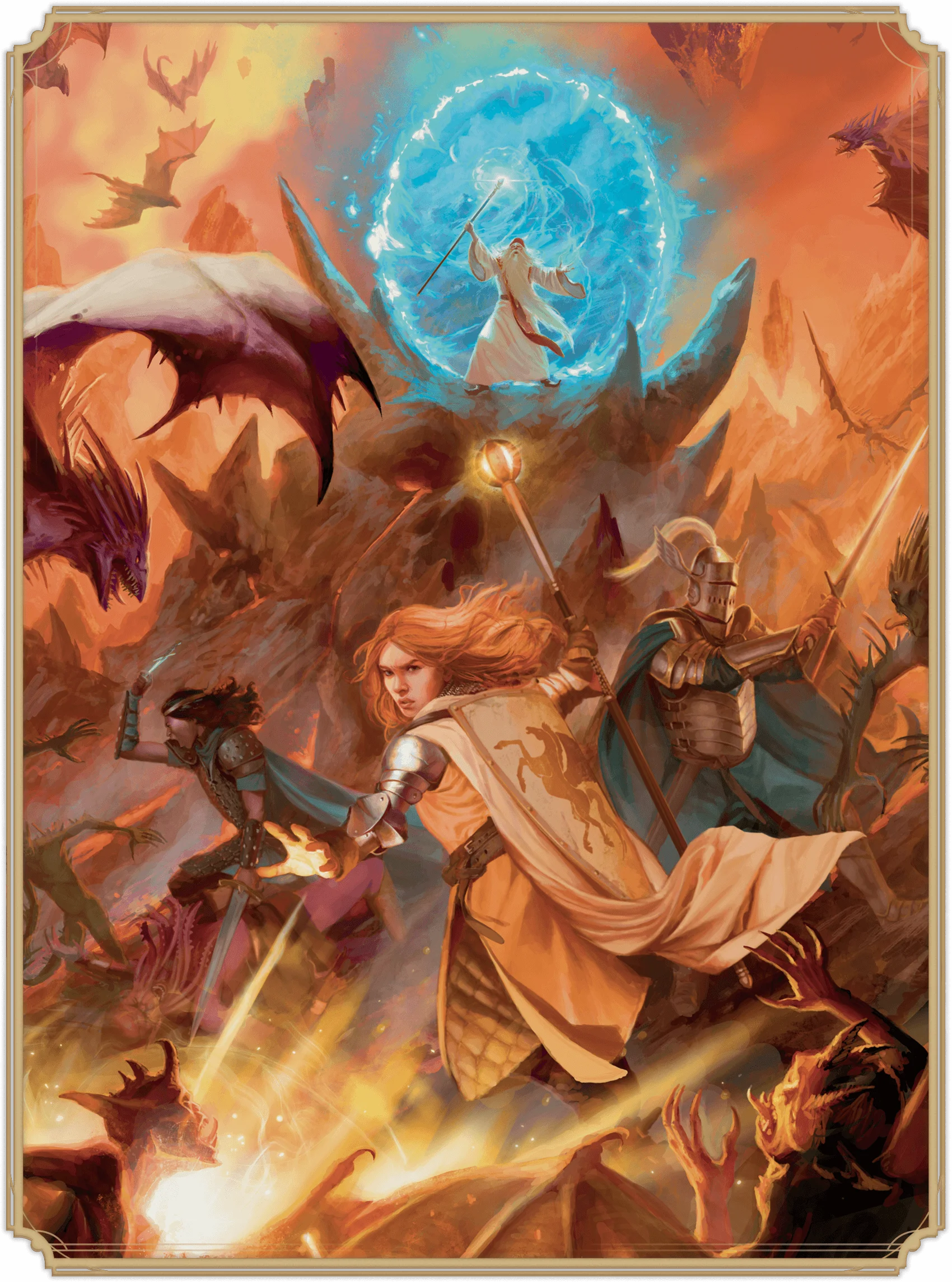 Hrdinové Mercion, Molliver, Strongheart a Ringlerun chrání portál do jiné sféry před ďábelskými nájezdníky