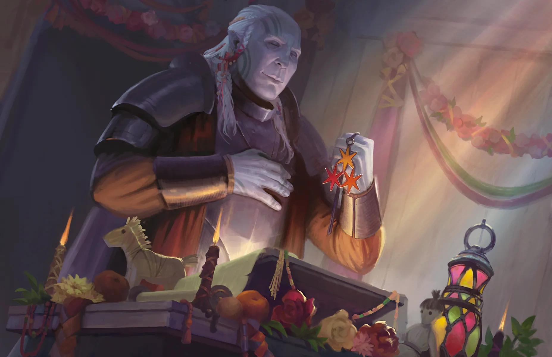 Klerik se modlí za kouzla pro daný den